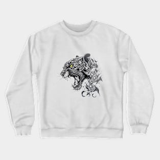 Panther Wild Animal Nature Illustration Art Tattoo Crewneck Sweatshirt